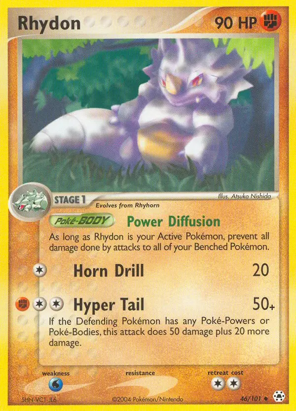 Rhydon Uncommon Pokemon card #46 from Hidden Legends