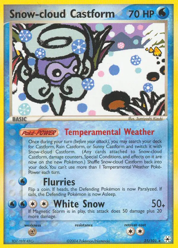 Snow-cloud Castform Rare Pokemon card #25 from Hidden Legends