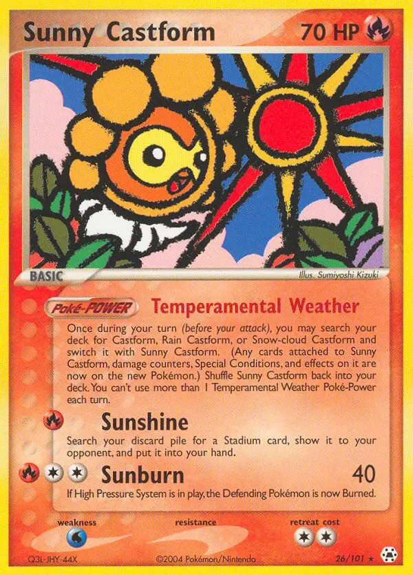 Sunny Castform Rare Pokemon card #26 from Hidden Legends