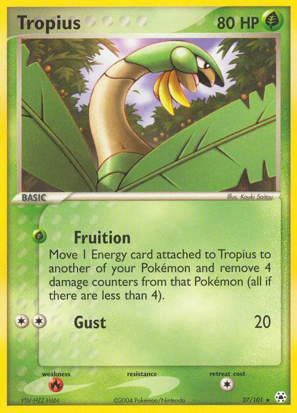 Tropius Rare Pokemon card #27 from Hidden Legends