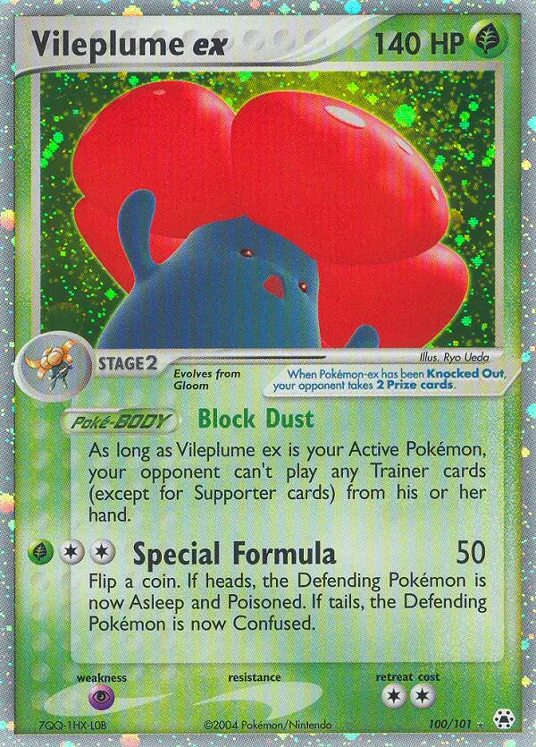 Vileplume ex Rare Pokemon card #100 from Hidden Legends