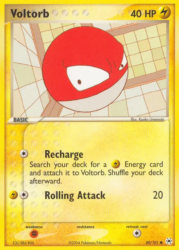 Voltorb Common Pokemon card #80 from Hidden Legends