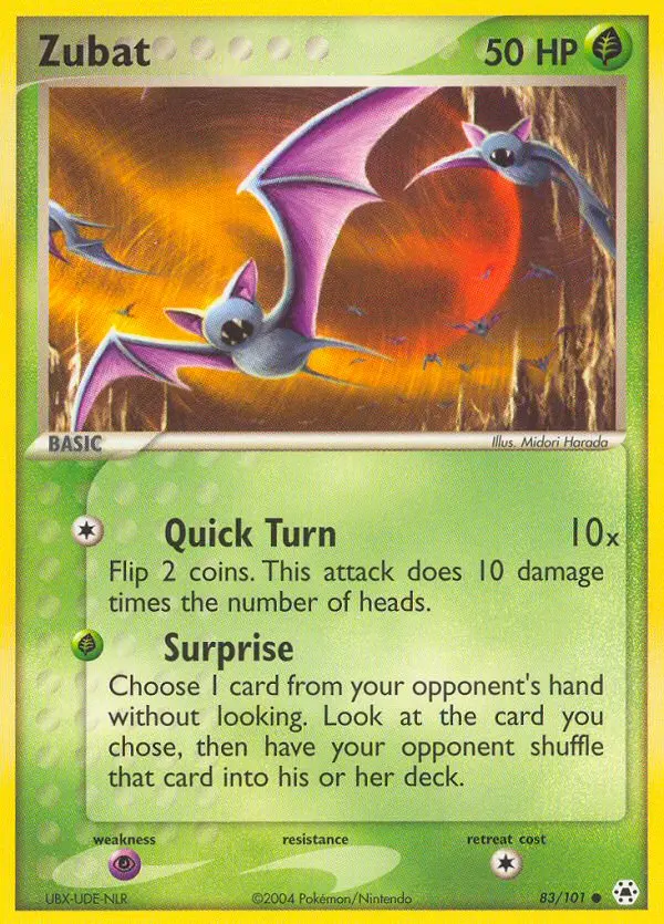 Zubat Common Pokemon card #83 from Hidden Legends