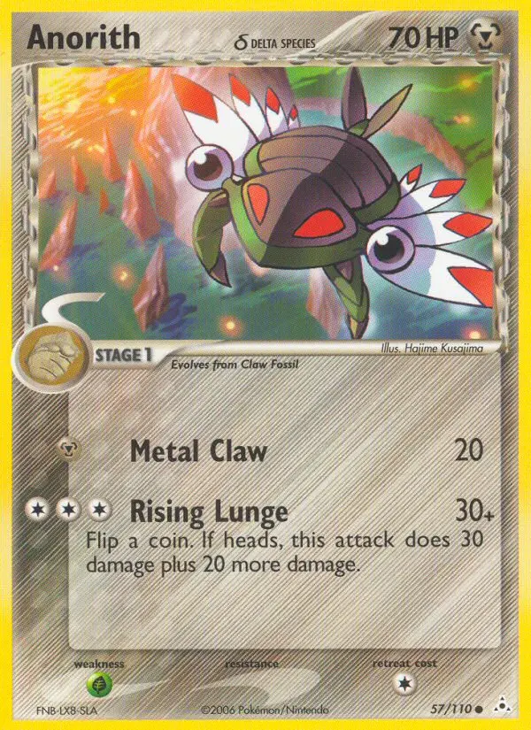 Anorith δ Common Pokemon card #57 from Holon Phantoms