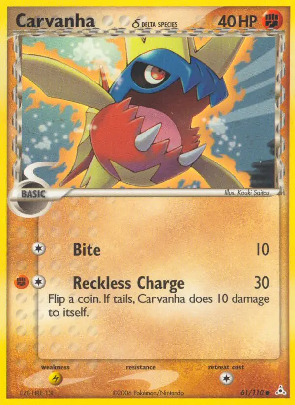Carvanha δ Common Pokemon card #61 from Holon Phantoms