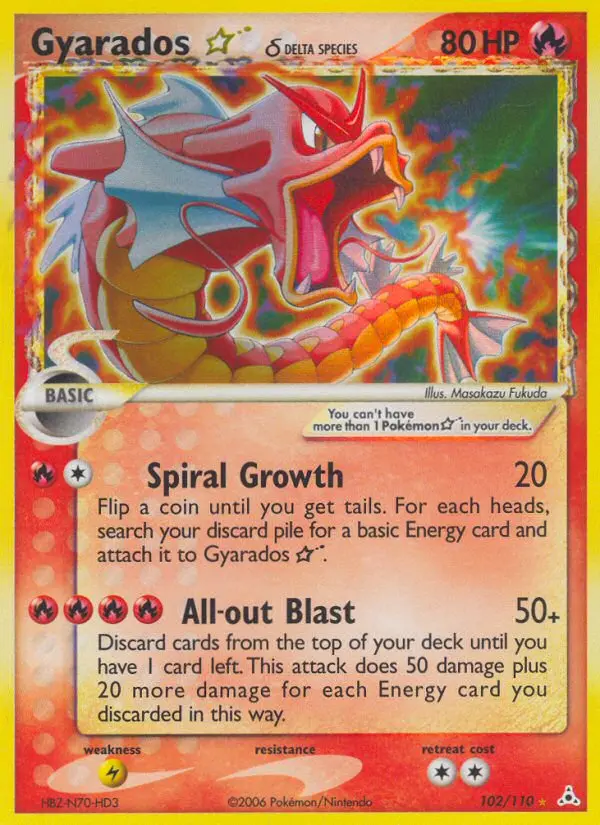 Gyarados Star δ Rare Pokemon card #102 from Holon Phantoms