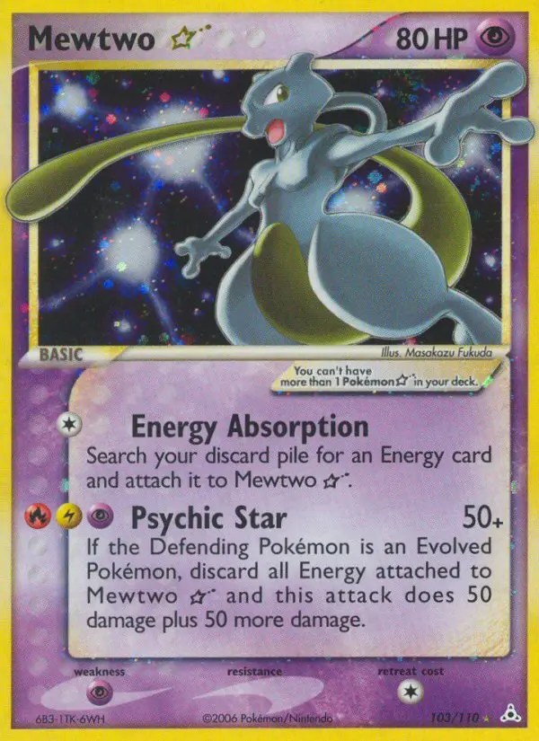 Mewtwo Star Rare Pokemon card #103 from Holon Phantoms