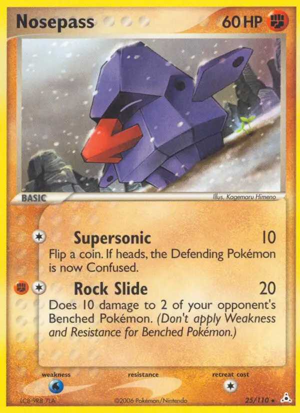Nosepass Rare Pokemon card #25 from Holon Phantoms