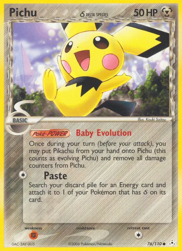 Pichu δ Common Pokemon card #76 from Holon Phantoms