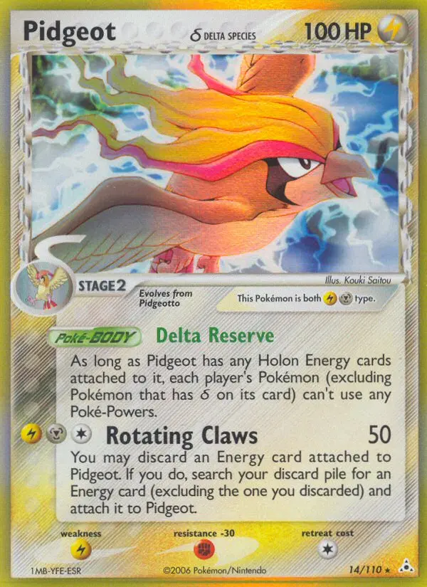 Pidgeot δ Rare Pokemon card #14 from Holon Phantoms