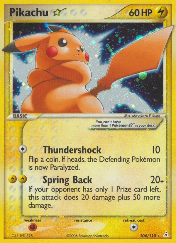 Pikachu Star Rare Pokemon card #104 from Holon Phantoms