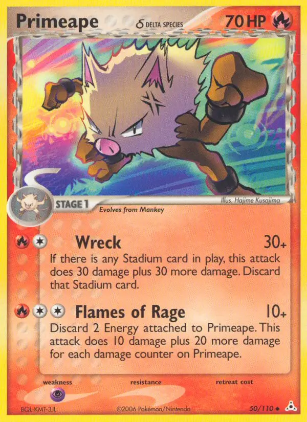 Primeape δ Uncommon Pokemon card #50 from Holon Phantoms