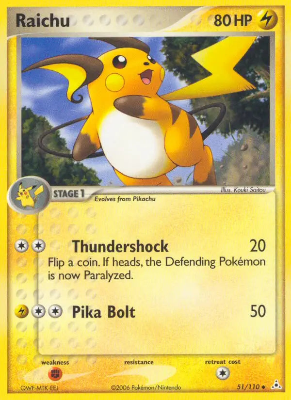 Raichu Uncommon Pokemon card #51 from Holon Phantoms