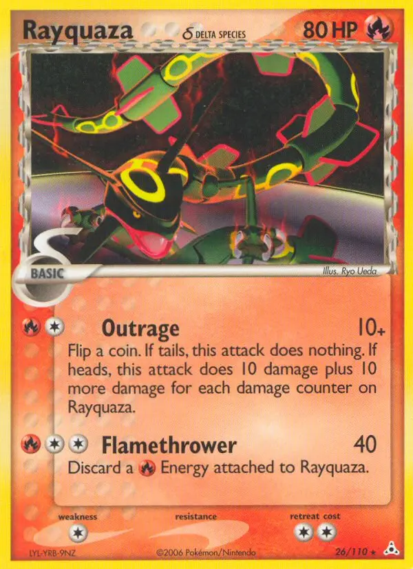 Rayquaza δ Rare Pokemon card #26 from Holon Phantoms