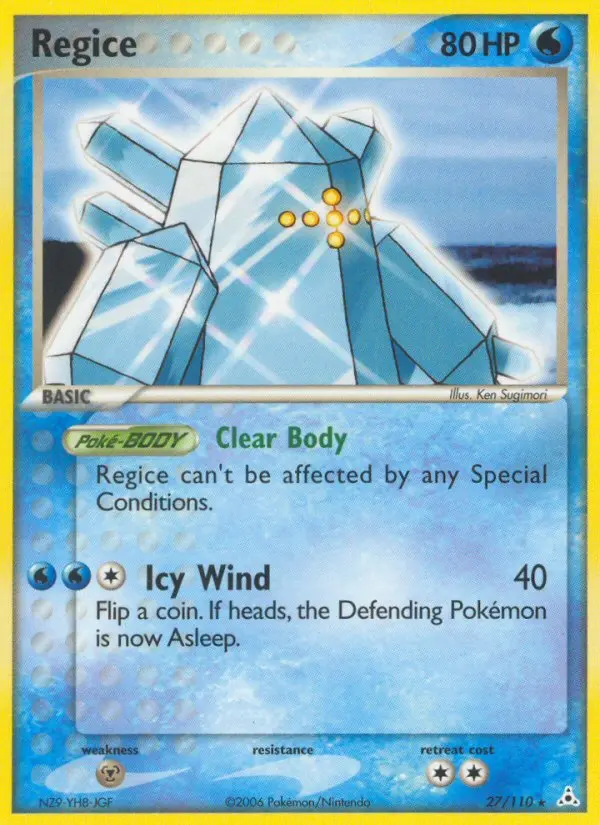 Regice Rare Pokemon card #27 from Holon Phantoms