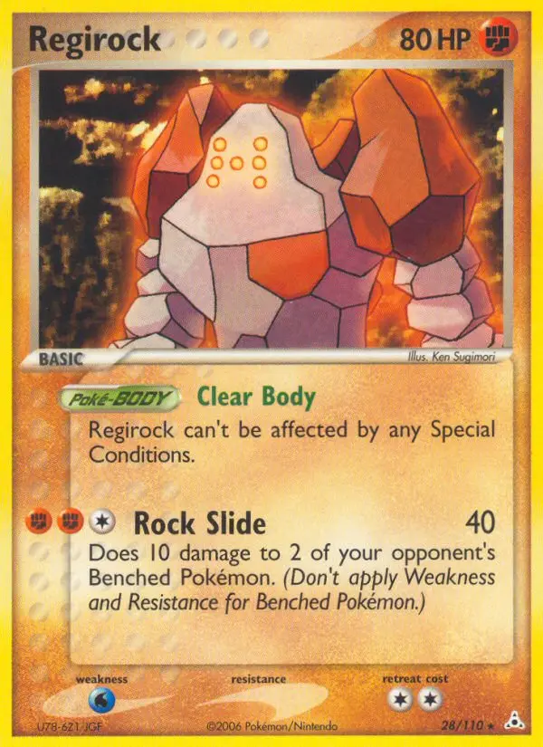 Regirock Rare Pokemon card #28 from Holon Phantoms