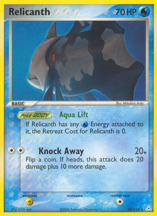 Relicanth Rare Pokemon card #30 from Holon Phantoms