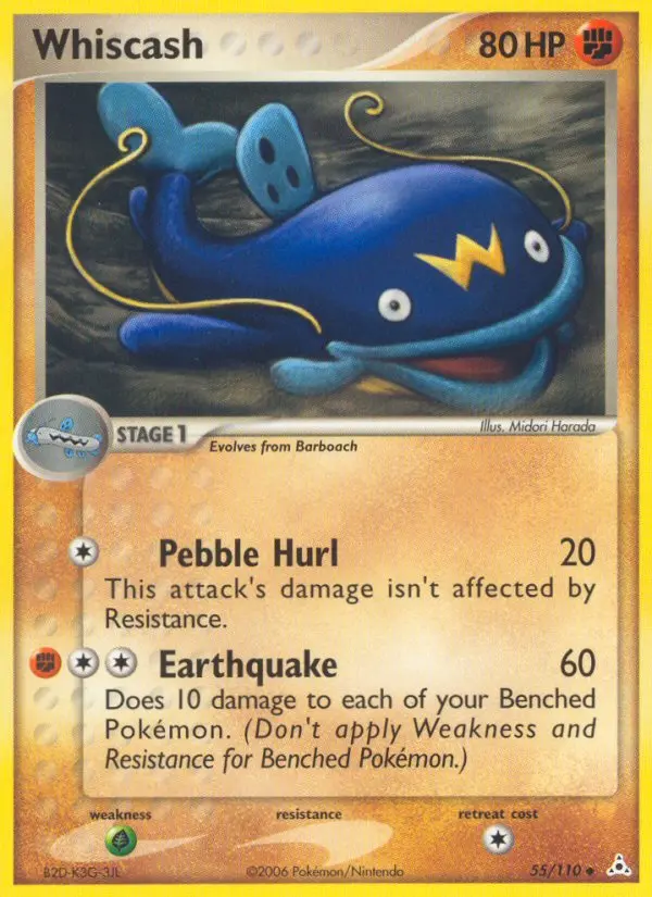 Whiscash Uncommon Pokemon card #55 from Holon Phantoms