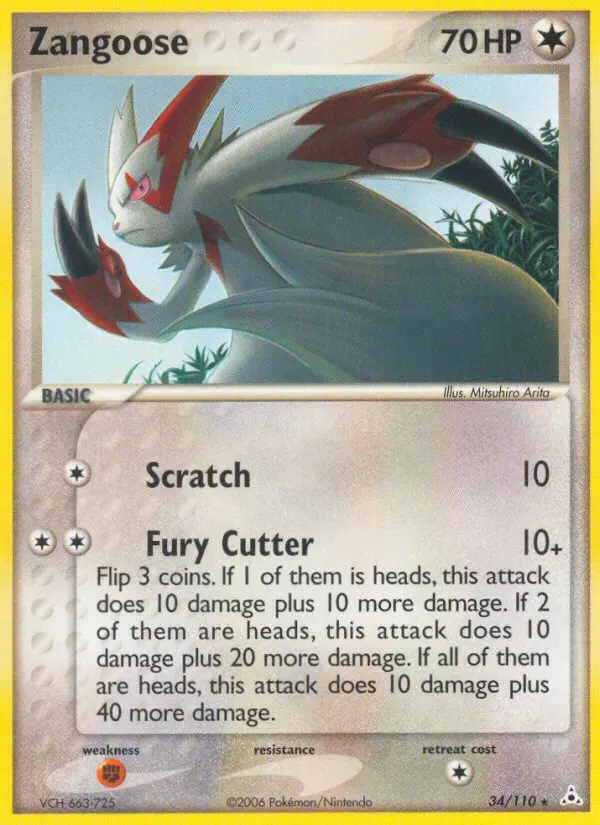 Zangoose Rare Pokemon card #34 from Holon Phantoms