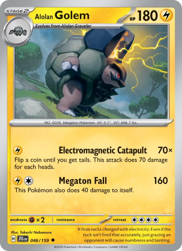 Alolan Golem Uncommon Pokemon card #046 from Journey Together