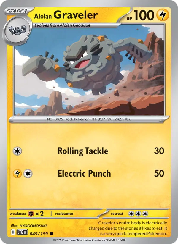 Alolan Graveler Common Pokemon card #045 from Journey Together