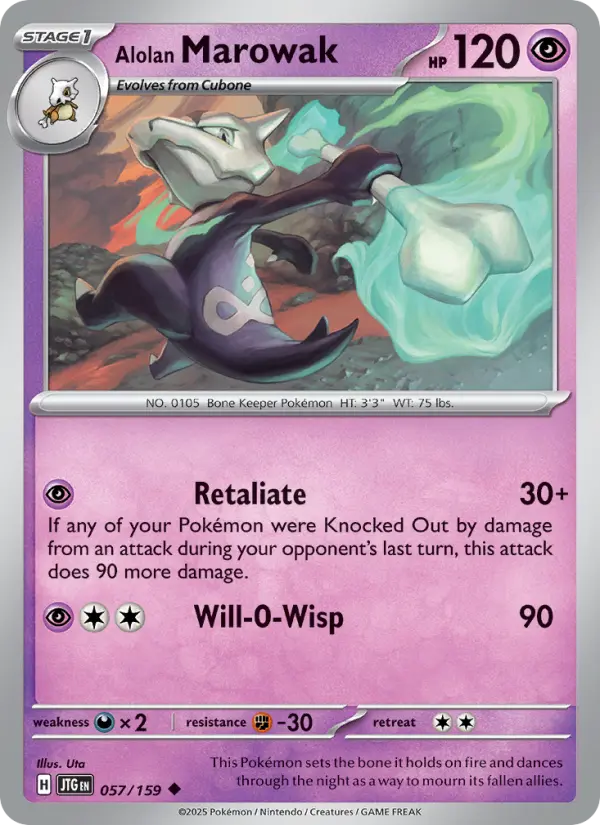 Alolan Marowak Uncommon Pokemon card #057 from Journey Together