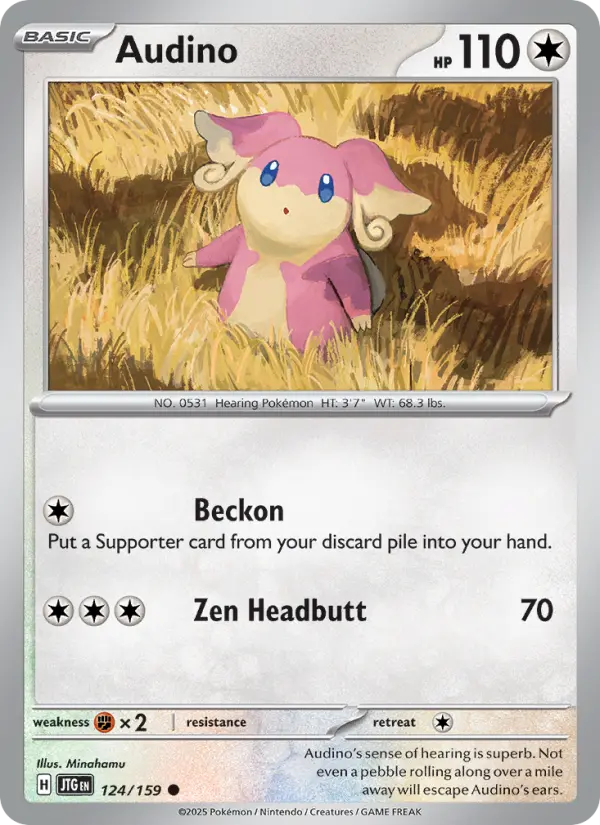 Audino Common Pokemon card #124 from Journey Together