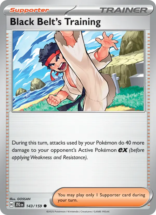 Black Belt's Training Common Pokemon card #143 from Journey Together