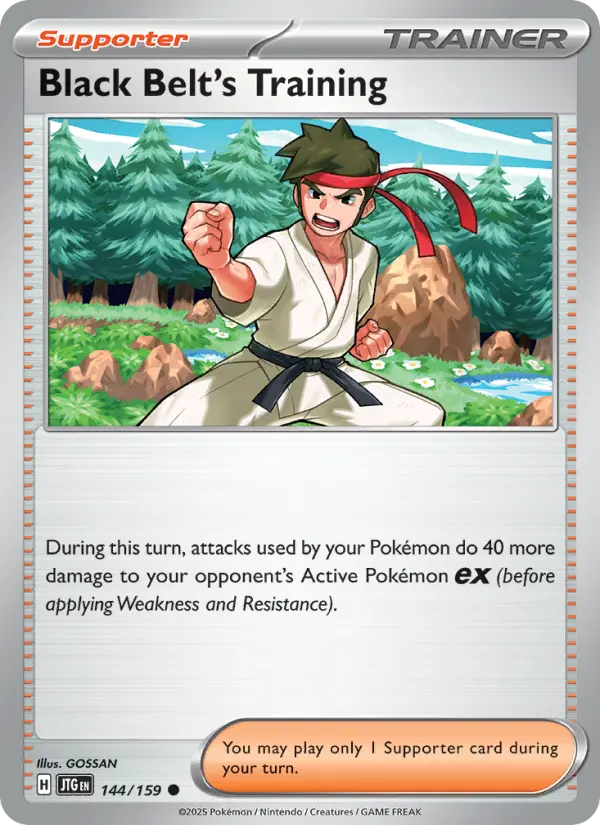 Black Belt's Training Common Pokemon card #144 from Journey Together