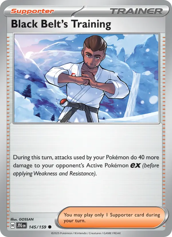 Black Belt's Training Common Pokemon card #145 from Journey Together