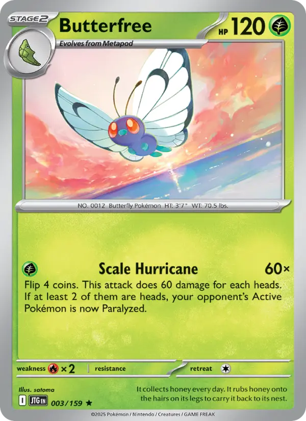 Butterfree Rare Pokemon card #003 from Journey Together