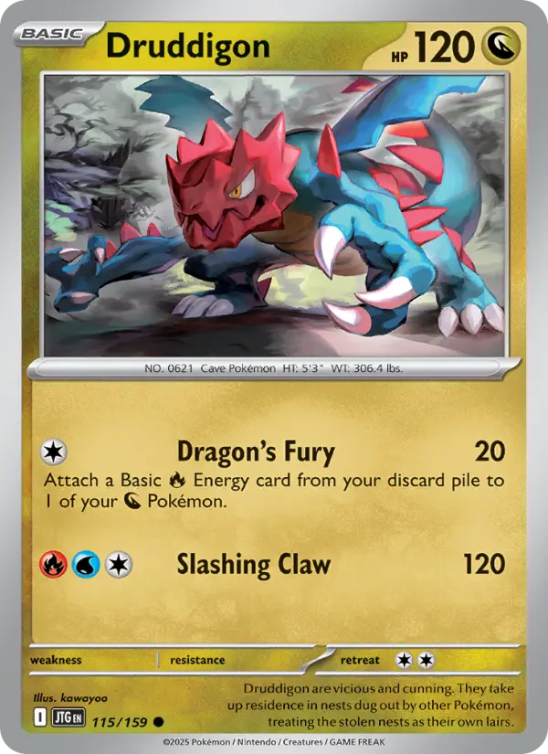 Druddigon Common Pokemon card #115 from Journey Together