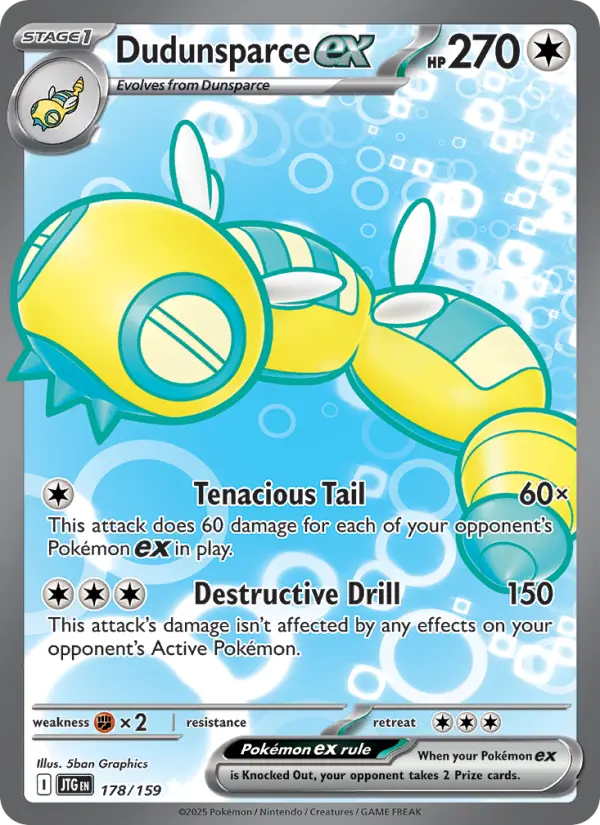 Dudunsparce ex Ultra Rare Pokemon card #178 from Journey Together