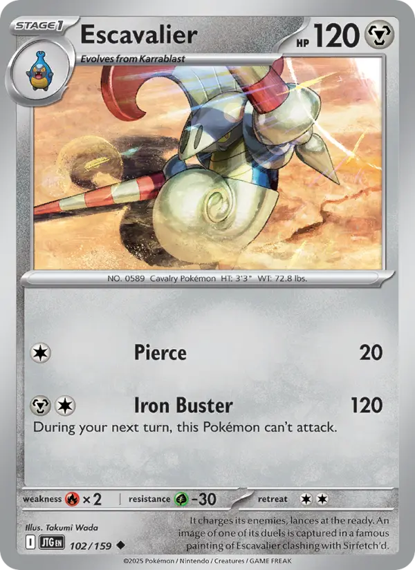 Escavalier Uncommon Pokemon card #102 from Journey Together
