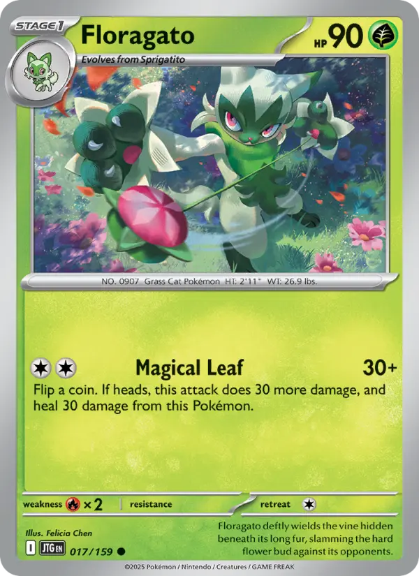 Floragato Common Pokemon card #017 from Journey Together