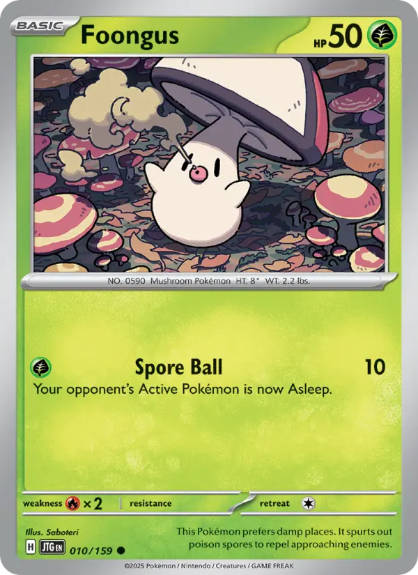 Foongus Common Pokemon card #010 from Journey Together