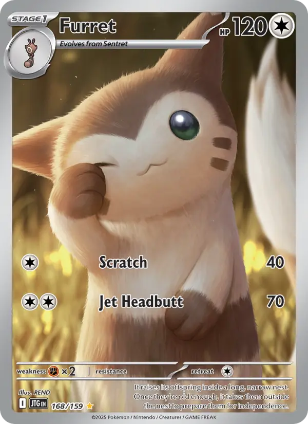 Furret Illustration rare Pokemon card #168 from Journey Together