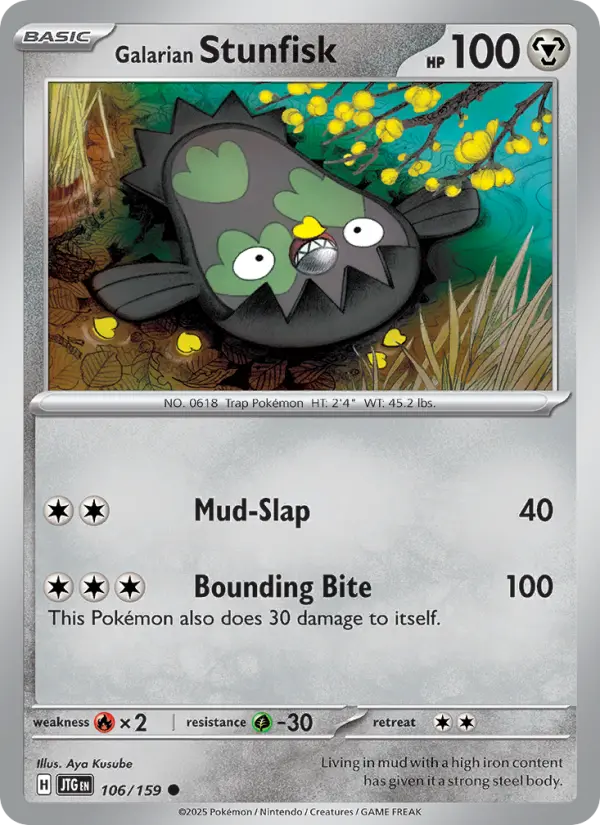 Galarian Stunfisk Common Pokemon card #106 from Journey Together