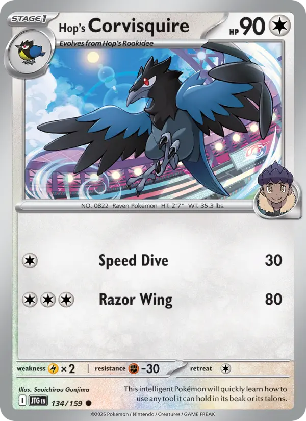 Corvisquire Pokemon card artwork