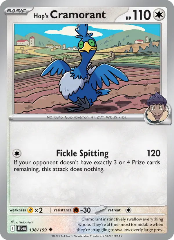 Hop's Cramorant Uncommon Pokemon card #138 from Journey Together