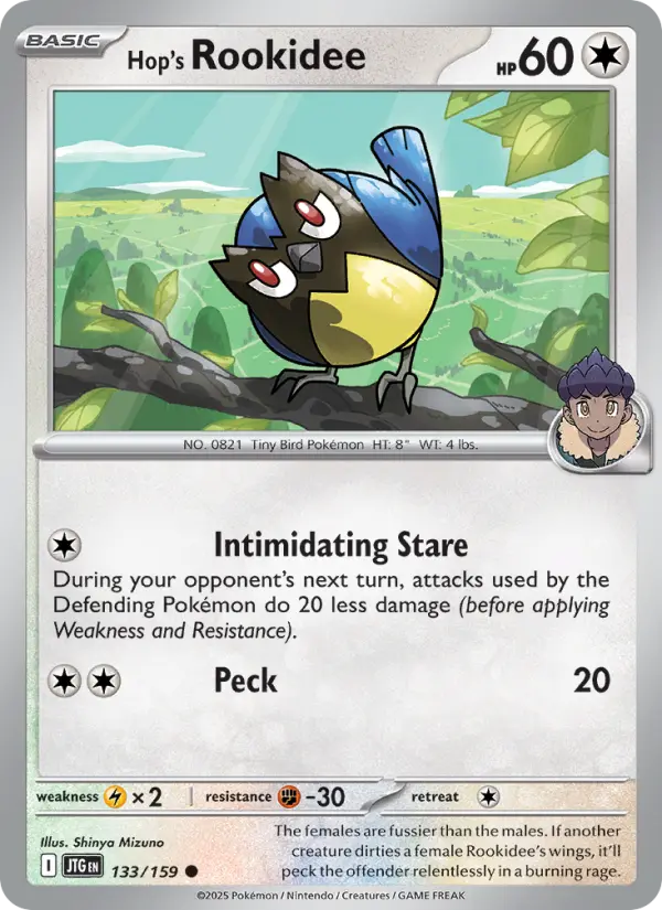 Hop's Rookidee Common Pokemon card #133 from Journey Together