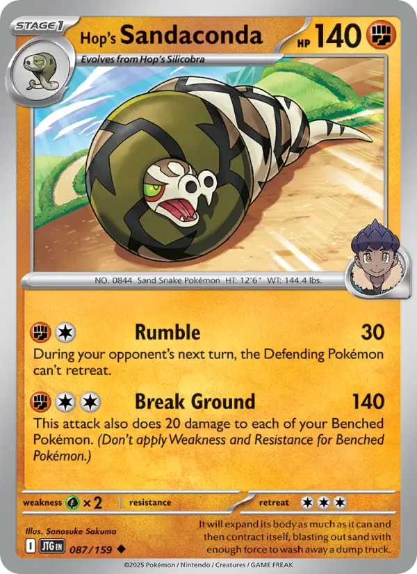 Hop's Sandaconda Uncommon Pokemon card #087 from Journey Together