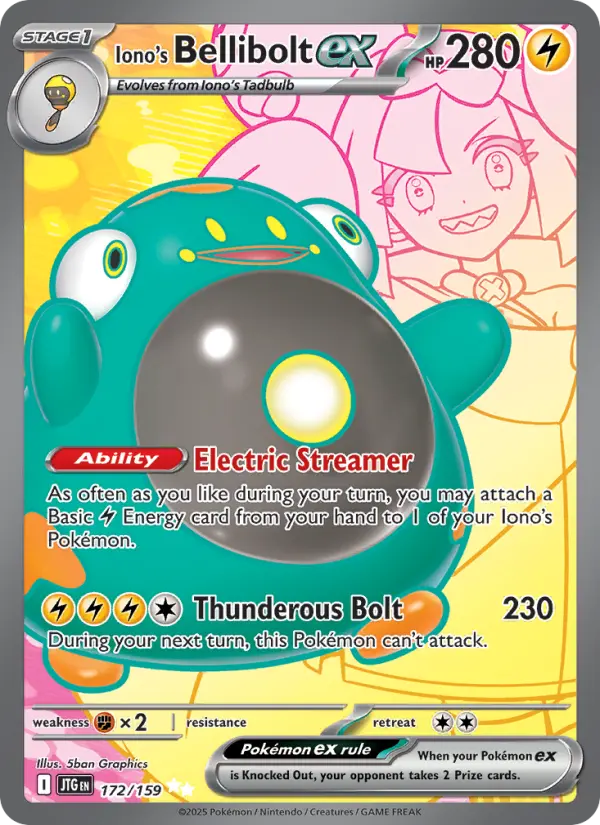 Iono's Bellibolt ex Ultra Rare Pokemon card #172 from Journey Together