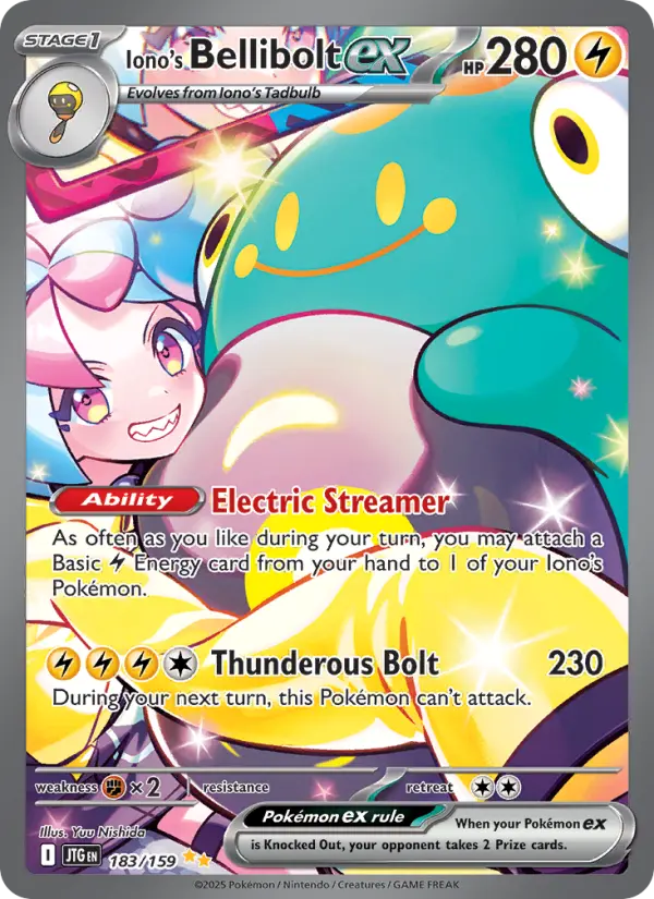 Iono's Bellibolt ex Special illustration rare Pokemon card #183 from Journey Together