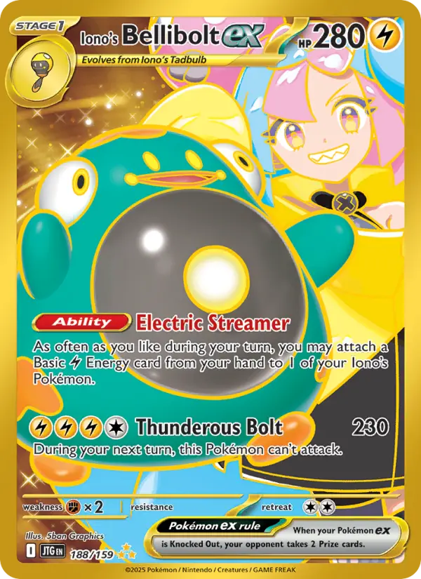 Iono's Bellibolt ex Hyper rare Pokemon card #188 from Journey Together