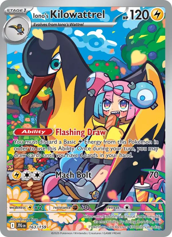 Iono's Kilowattrel Illustration rare Pokemon card #163 from Journey Together