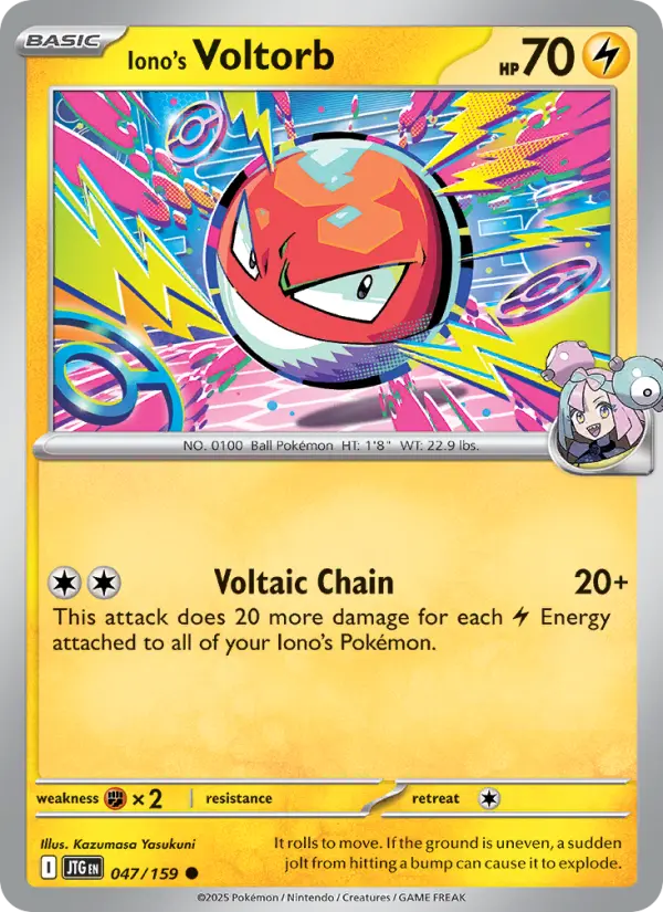 Iono's Voltorb Common Pokemon card #047 from Journey Together