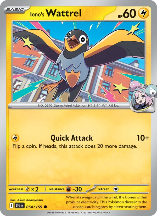 Iono's Wattrel Common Pokemon card #054 from Journey Together