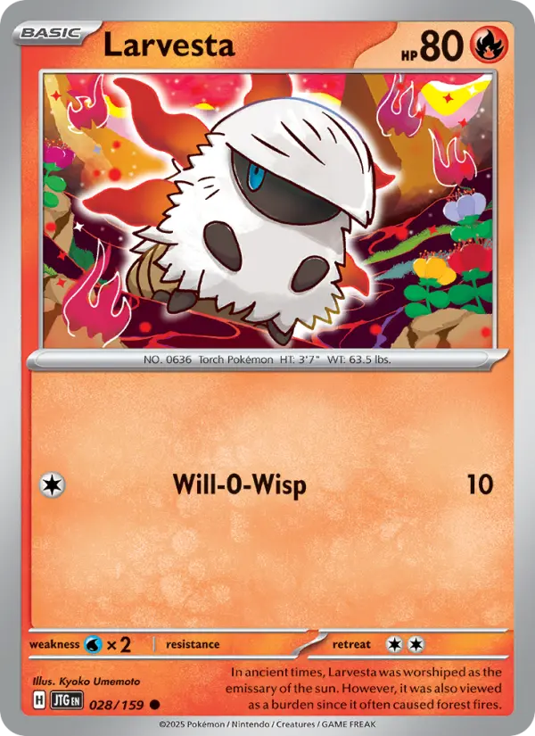 Larvesta Common Pokemon card #028 from Journey Together