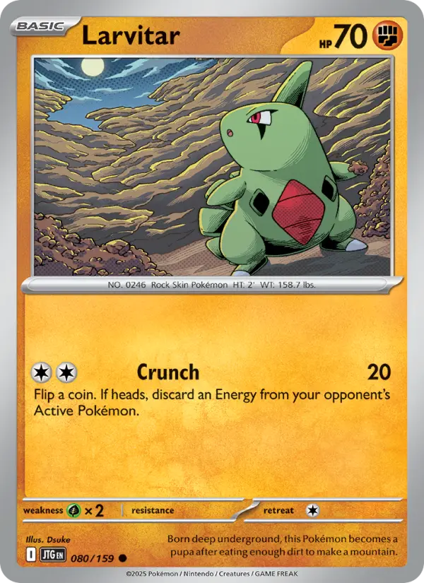 Larvitar Common Pokemon card #080 from Journey Together